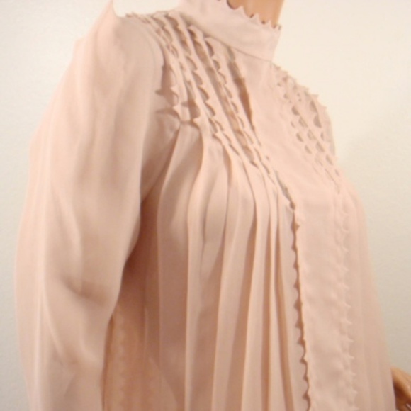 MAX AZRIA COUTURE RUNWAY PINK SHEER TOP EDGY S NEW - Picture 2 of 8